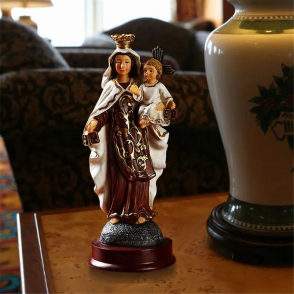 Resina Madonna abençoou São Virgem Nossa Senhora da Mary estátua Figura Christ Tablop estátua estacionamento resina Ornamento