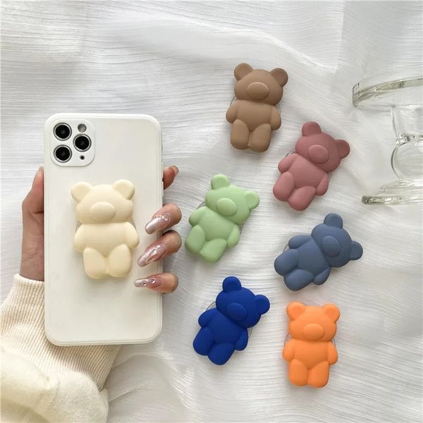 Luxo tridimensional Urso fofo expansível para celular backet punho tok anel de dedo suporta soquete anti-queda