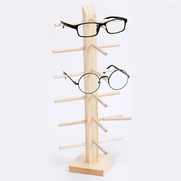 Hooks Multi -Layers Holz Sonnenbrille Display Rack Regal Brille Show Ständer Schmuckhalter für Paaren Brille Showcase Drop