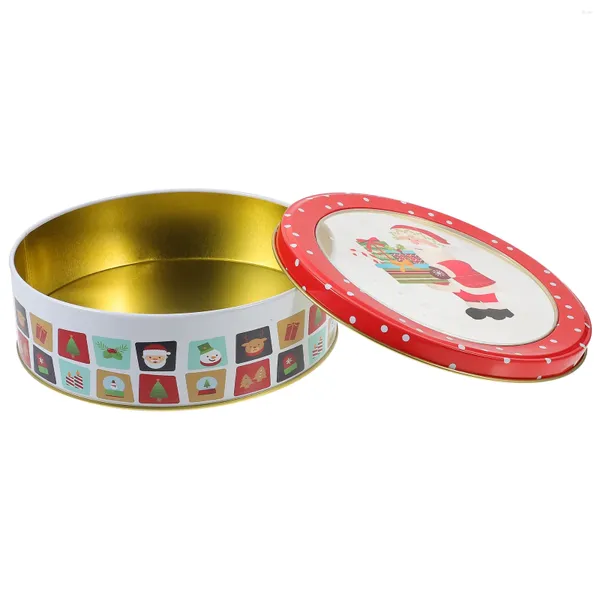 Garrafas de armazenamento Tampa de biscoito de biscoito de Natal Decorate Biscoit Biscoit Recifers Jar Tin Tin