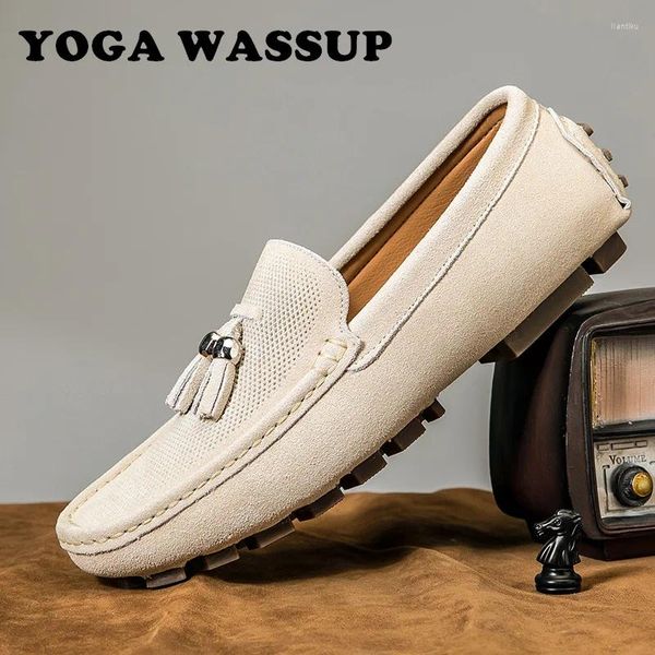 Повседневная обувь йога Wassup-Men's Leather Luxury Loafers Style Fashionable Good для вождения удобного ленивого бренда