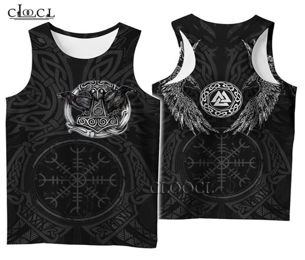 Cloocl 3D Stampa 3D Top Top Viking Symbol Tattoo Raven Streetwear Sleeveless Men Women Casual Fitness Drop 2204198277787