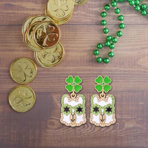 Brincos Dangle 2x st.Jóias irlandesas exclusivas para mulheres de Patrick para mulheres férias férias mardi gras