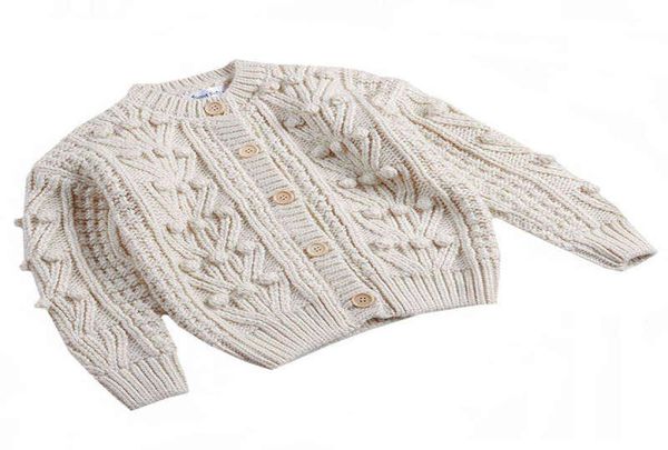 Estilo coreano Autumn Winter 110yrs Kids Cardigan Sweaters Coat de cor sólida cor de lã feita de lã para meninas tricô cardigan L2207192196510