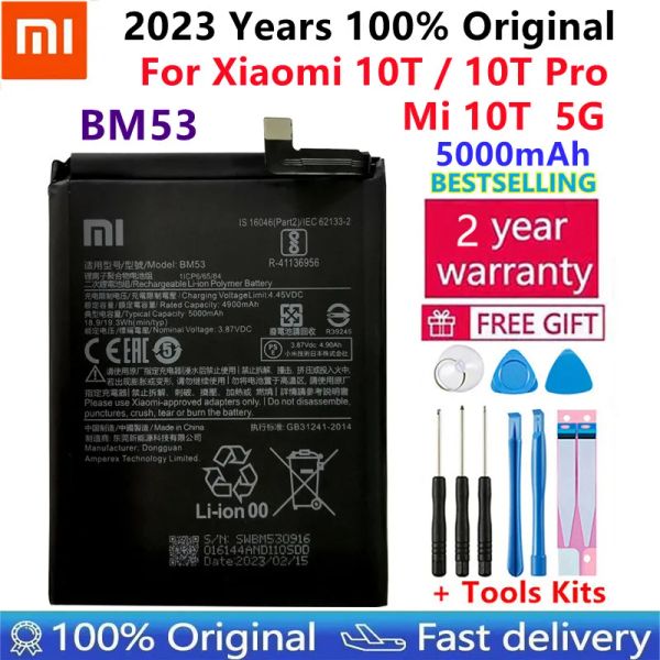 Стволы xiaomi 100% замена Origina Bm53 для Xiaomi 10t 10t Pro Mi 10t 5000mah BM53 Замена батареи + бесплатные инструменты