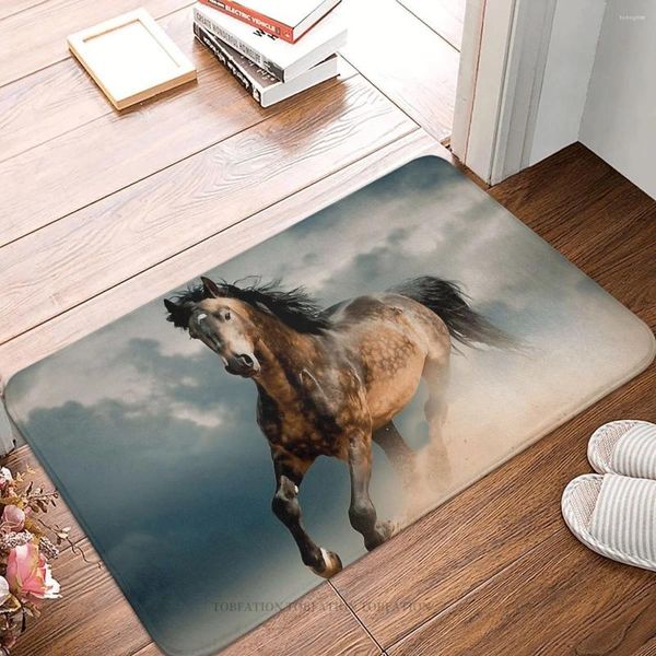 Teppiche galoppierender Pferd Run schnell Badezimmer Matte Poster Holormat Flanell Teppich Balkon Teppich Hausdekoration