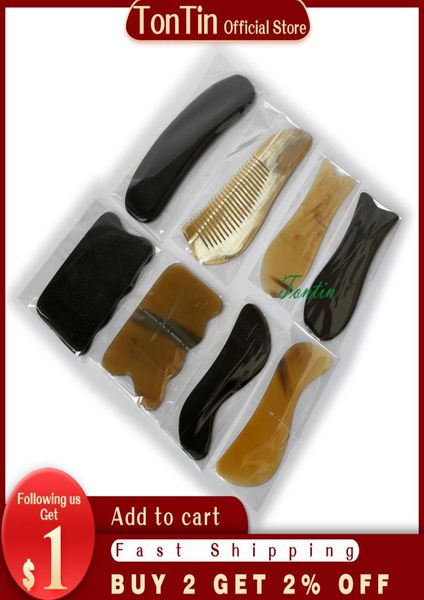 8pcsset tradizionale massaggio di agopuntura Strumento di massaggio GUASHA 100 Giallo Horn Buffalo Horn Gift GUA Sha Chart3051629