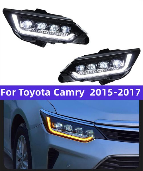 Toyota Camry için Araba Stili 20 15-20 17 LED Günlük Işık Dinamik Dönüş Sinyal Projektör Objektörü Lens Baş Lambası