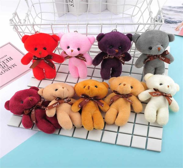 13 cm Teddy Bear Plüsch Spielzeug Siamese Puppe Spielzeug kleine Geschenkfabrik Ganzer Schlüsselbund Anhänger Geschenke für Boyfriends3986102