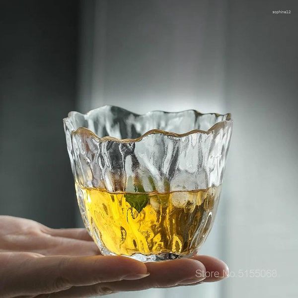 SCHEDE DI VINO Giappone Edo Hammer Crystal Whisky Glass Frost Flower Ice Ice Sake tazza Tazza da tè Women Artwork Brandy Snifter