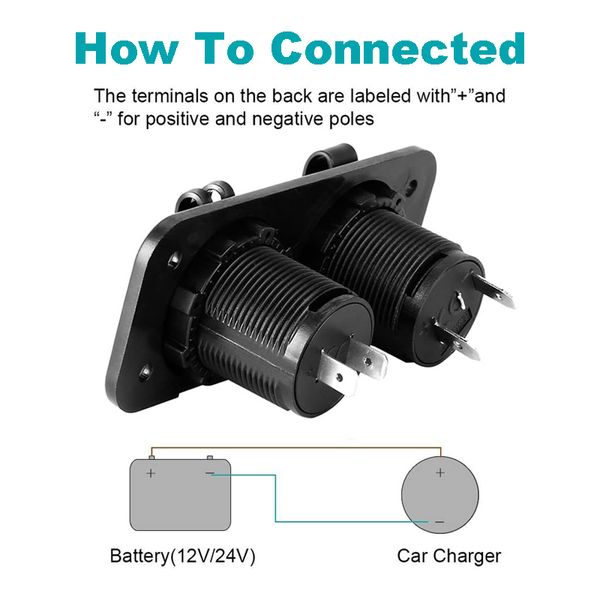 GADPOW 12V Dual USB Charger Adattatore Adattatore Outlet Spacco di sigaretta Accendi per auto Caricatore motociclistico marino per auto