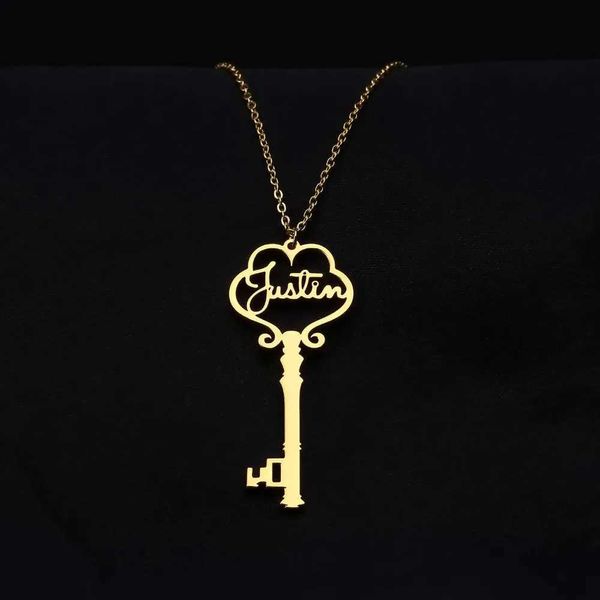 Principais anéis 520 Casal-valentinos personalizados Collo de chave de presente Nome personalizado Marca personalizada Pingente de aço inoxidável Gold Wome Nnecklaces 240413