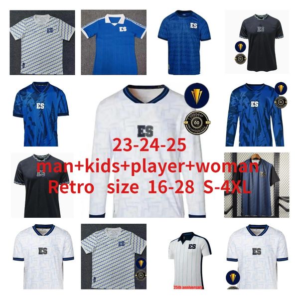 4xl 2024 2025 El Salvador Gold Cup Soccer Jerseys 23 24 Home Blue White White Teamsoccer рубашка с коротким рукавом индивидуальная футбольная форма