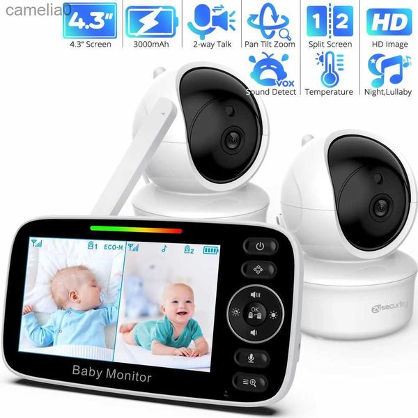 Babymonitore 4,3-Zoll-Video-Babyphone mit Kameras für Neigungszoom 3000-mAh Batterie Babyphone für eine Nachtsicht von Zwei-Wege-Kommunikation