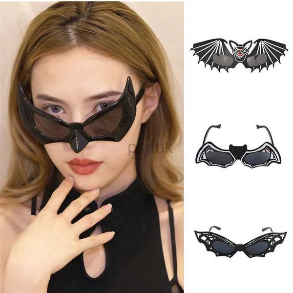 Sonnenbrille Unisex Halloween Sonnenbrillen Party Bat Brille Lustige personalisierte Party Sonnenbrille Retro Fledermaus -Form -Dekorationsbrille 240412