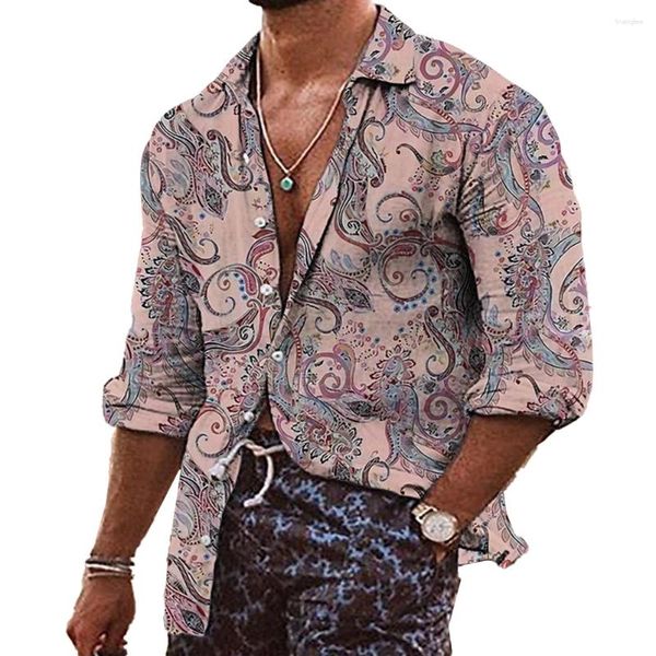 Magliette da uomo a manica corta retrò con bottone morbido collare casual comodo moda hawaiano eltro a giù