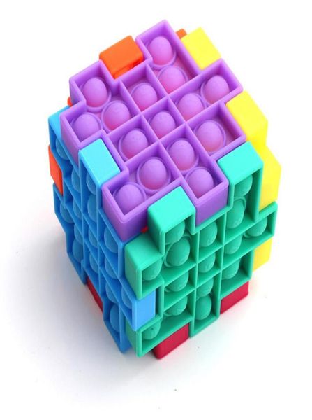 6pcs/set Anti stress giocattolo bubble sensoriale silicone puzzle per bambini spingere il puzzle spremitura della scrivania toysa063868762