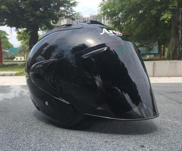 Motocicleta preta meio capacete de capacete ao ar livre masculino e feminino Capacete de motocicleta Open Face DOT Aprovado14753217
