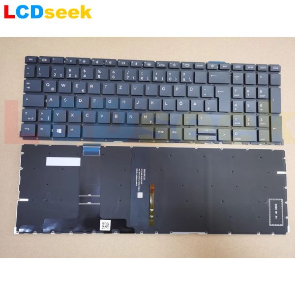 Teclados US de teclado de layout alemão para HP ProBook 450 G8 455 G8 Série Black com placa iluminada nos EUA alemão De De