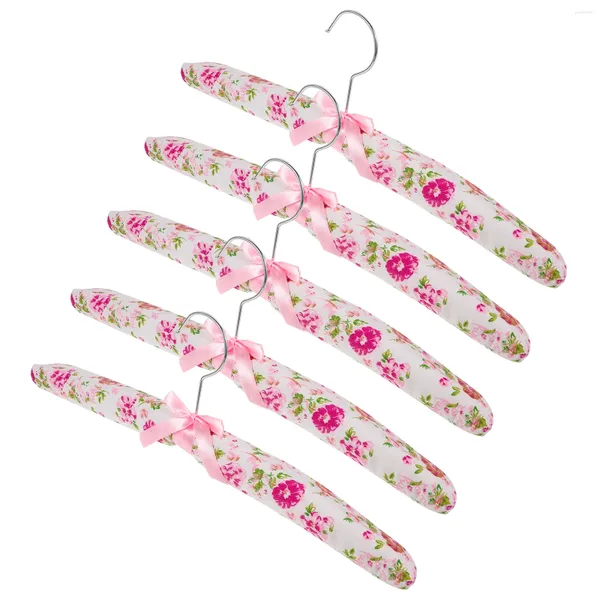 Aufbewahrungstaschen 5 PCs Stoff Floral Kleiderbügel Frauen Kleider Kleider Kleidung Hochzeitskleid Braut Schwamm Racks Baumwolle Home Frauenhose für Frauenhose