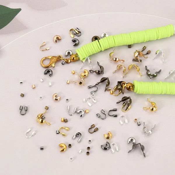 300pcs Crimp Bead Copre perle a metà rotonda aperta perle copre tubi di crimpa