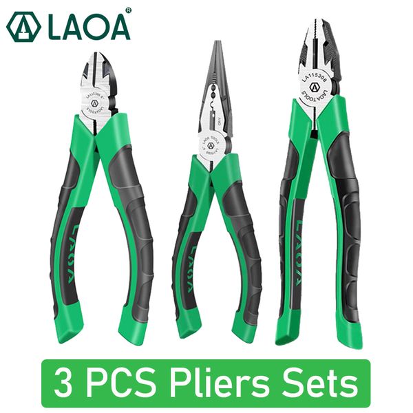 Laoa 3pcs alicates conjunta cortador de arame Piculador de nariz de arame elétrico strippers vde alicates isolantes