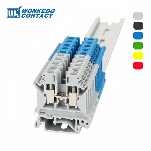 UK6N Screw Din Terminal Block Block UK 6mm2 Conectores de fio elétrico de cabo Alimentação Terminais Uk6 UK6