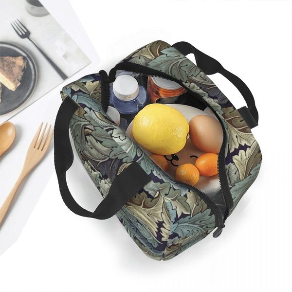 Acanthus von William Morris Vintage Blumenmuster Isolierte Lunchbeutel Grüne Pflanze Mittagessen Container Kühlertasche Tasche Lunchbox