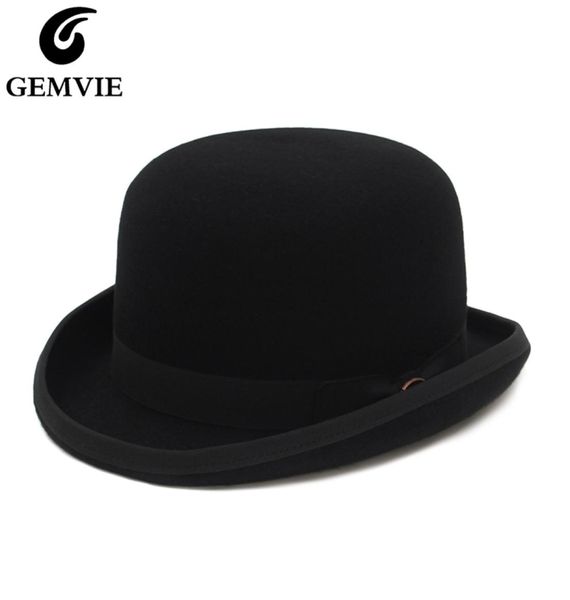 Gemvie 4 cores 100 lã feltro chapinho chapéu para homens mulheres cetim festas de moda formal fedora fantasia mago 2205079240627