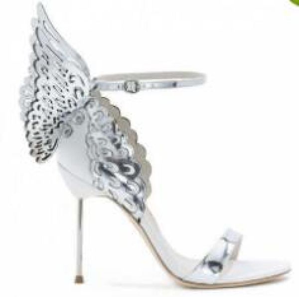 Sophia Webster Evangeline Angel Wing Sandal Plus Genuine Coather Bombas de Casamento Sapatos Glitter Glitter Women Butterfly Sandals Sapatos1176938