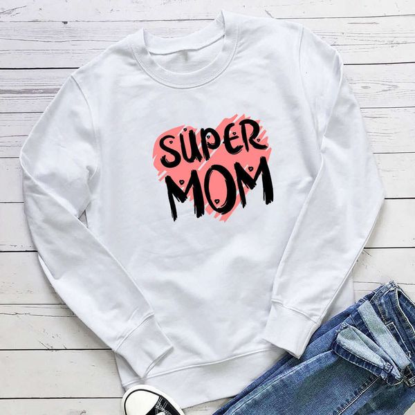 Designer Women's Hoodies Felpette Hot Mothers Day Super Mom Letter Love Stamped Neck Long Maniche con cappuccio a maniche lunghe
