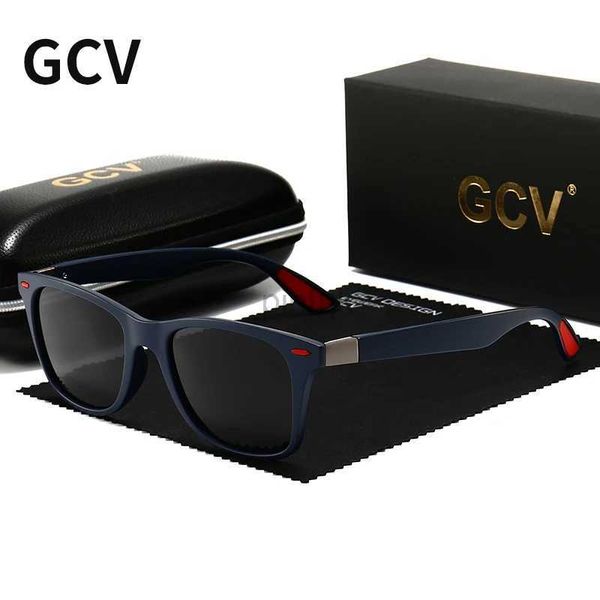 Óculos de sol GCV Design da marca Sunglasses polarizados homens Mulheres Motores Macho Male Vintage Sun Glasses Lazer SPUare espelho de verão UV400O CULOS 240412