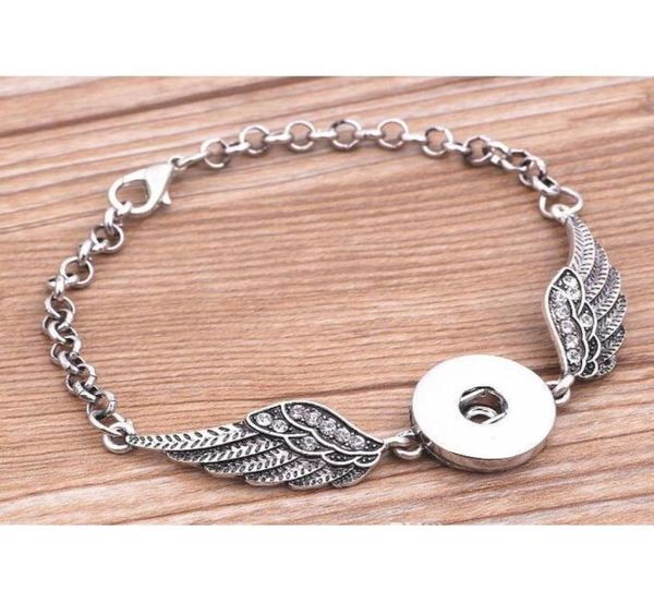 3pcs Crystal Angel Wings Armbänder Armreifen Antique Silber DIY Ingwer Snaps Button Schmuck Neue Stil Armbänder 4enqd9632201