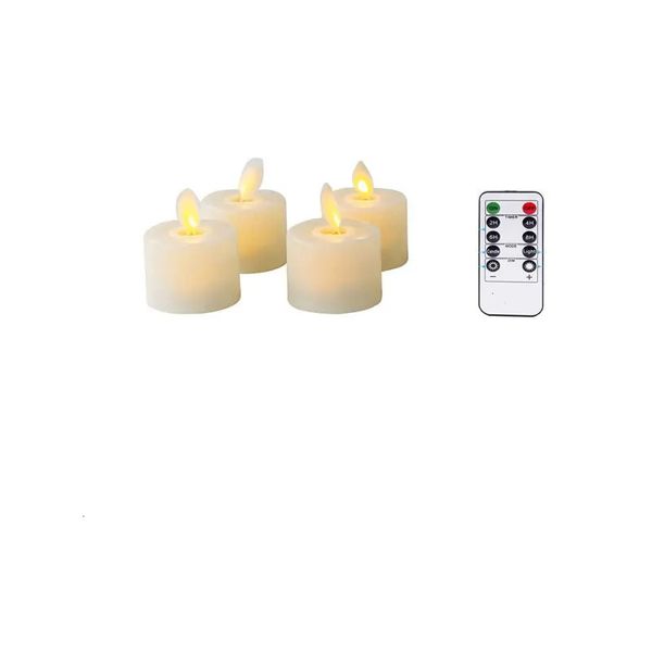 Pacote de 4 velas votivas de controle decorativo de controle remoto com picada móvel Flames145 polegadas dançando tealights para lâmpada de swing 240412