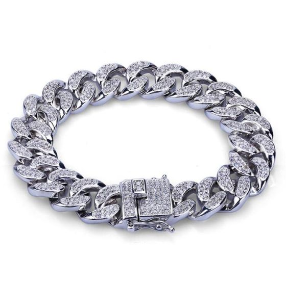 Mode Goldfarbe plattierte Mikro -Pave -Kubikzirkonarmband alle ECED NEU NEU NIGH CLUB MEN BRAKETS HIP HOP BRAKETS2423337