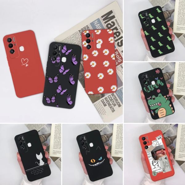 Für Tecno Pova Neo 3 Phone Case Monster Cat Matt Silicon Schocksicherer schwarzer Abdeckung für Tecno Povaneo Povaneo3 Red Stoßstange Coque