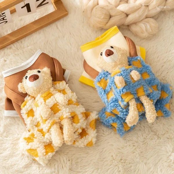 Hundekleidung Kontrastfarbe Kleidung Bärer Hosenträger Teddy Winter warm warmer Pullover verdickte vierbeinige Haustierkleidung