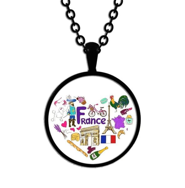 Novo colar de pingente de vidro de estilo étnico 2019 Chain preto France Russia Alemanha Portugal México EUA France Inglaterra Jewelry8068132