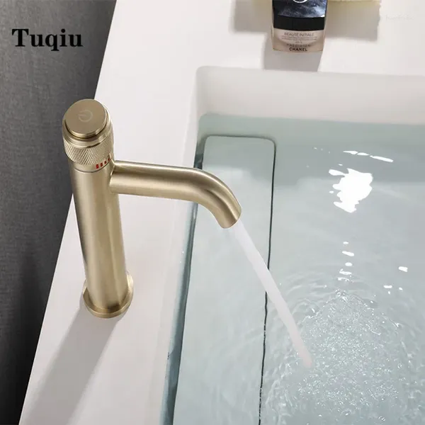 Rubinetti del lavandino da bagno rubinetto e spazzola fredda oro a leva singola miscelatore d'acqua tap nero