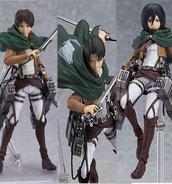 Attack on Titan Figures Eren Mikasa Ackerman Levi PVC Figura Jaeger Eren Ackerman Anime Figma 203 207 213 Figura X05032638973