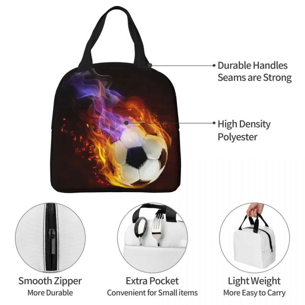 Bola de lancheira isolada de futebol de futebol bolas de futebol portátil Sports Lunch Container Thermal Bag Tote Box Office Travel Girl Boy