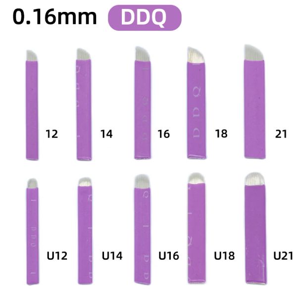 Malzemeler DDQ Mor 0.16mm Nano Bıçaklar Mikrobladlı İğneler Kalıcı Makyaj Kaş Dövmesi Mikroblade 3D Nakış Gözü Nanoneedles