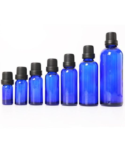 2021 bottiglie di contagocce in vetro blu cobalto interi 5 ml 10 ml 15 ml 20 ml 30 ml 50 ml 100 ml di bottiglie di vetro di olio essenziale cosmetico su S4695392