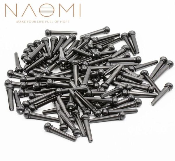 Naomi 100pcs guitarra de guitarra acústica Acessórios de guitarra acústica Pins de ponte de guitarra preta Acessórios de peças de guitarra new7450174