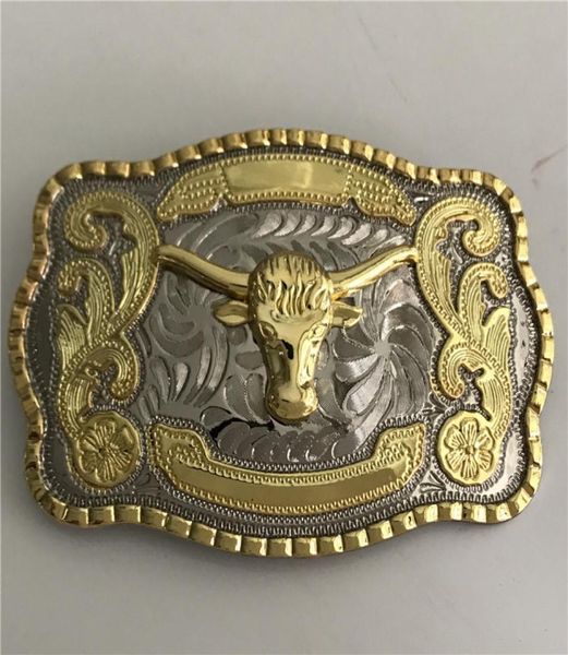 1 pezzi Cool Silver Gold Bull Western Cowboy Cintura da cowboy Filla per uomini Hebillas Cinturon Jeans Belt Head1685406