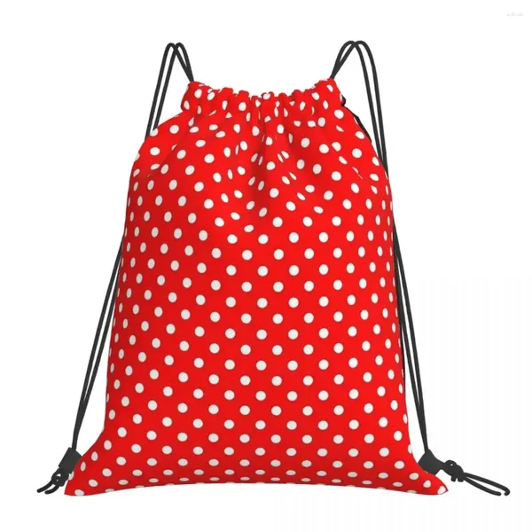 Mochilas Backpack Polka Dots Red Mochilas Moda Sacos portáteis Pacote Pacote Bolsa Esportiva Bag para Estudantes de Viagem