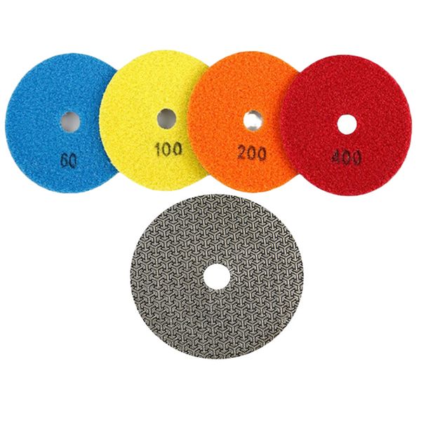 1pc Diamond Dry Dry Poslish Pad 5 -дюймовый шлифовальный диск 60/100/200/400 Grit для гранитных мраморных машин для шлифования
