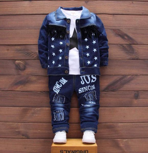 Baby Boy First Birthday Outfifit Fashion Jacket Denim Tshirts Jeans 3PCS Girls Clothes Kids BEBES Jogging Abita per tracce G1025863104