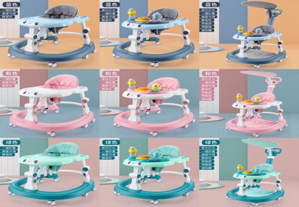 Baby Walker mit 6 stummen rotierenden Rädern Anti -Rollover Multifunktionaler Kinderstuhl -Sitzhilfsassistent Spielzeug 976 D37856518