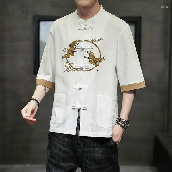 Camicie casual maschile Hanfu Summer in stile cinese T-shirt coreano High Street Fashi